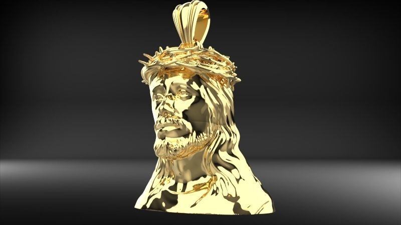 3D Jesus Christ Thorn Head Face Pendant Jewelry 3D print model_28