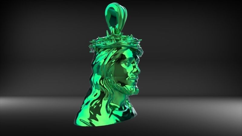 3D Jesus Christ Thorn Head Face Pendant Jewelry 3D print model_22