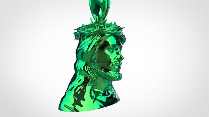 3D Jesus Christ Thorn Head Face Pendant Jewelry 3D print model_12