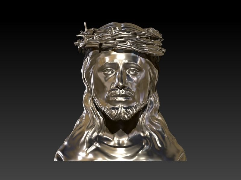 3D Jesus Christ Thorn Head Face Pendant Jewelry 3D print model_37