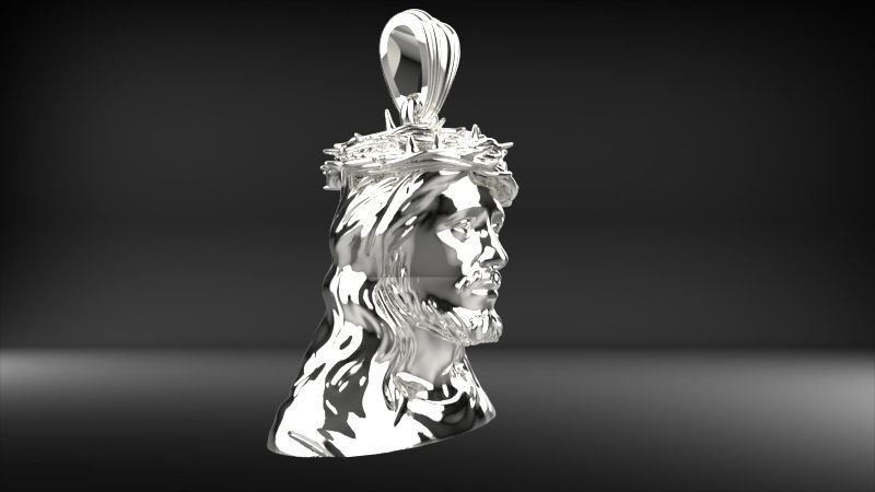 3D Jesus Christ Thorn Head Face Pendant Jewelry 3D print model_23