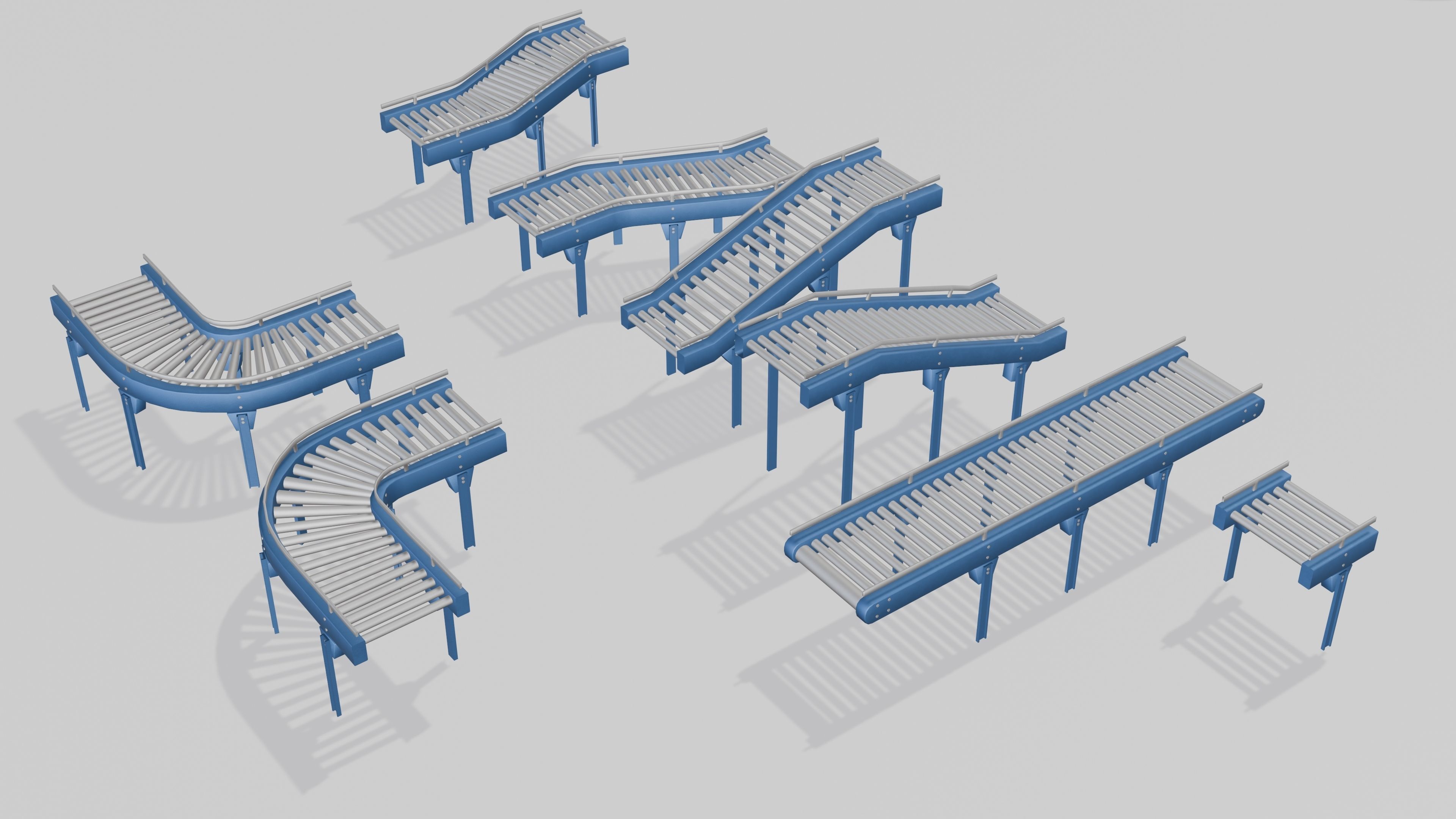 Conveyor animated modular set rigged Low-poly 3D model_4