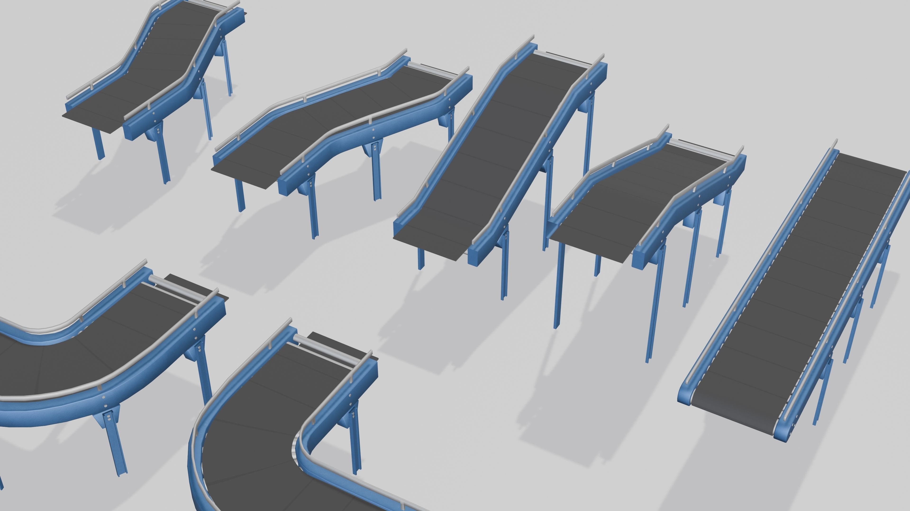 Conveyor animated modular set rigged Low-poly 3D model_5