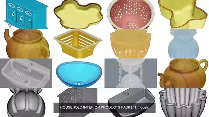 HOUSEHOLD INTERIOR PRODUCTS PACK 3D Model Collection