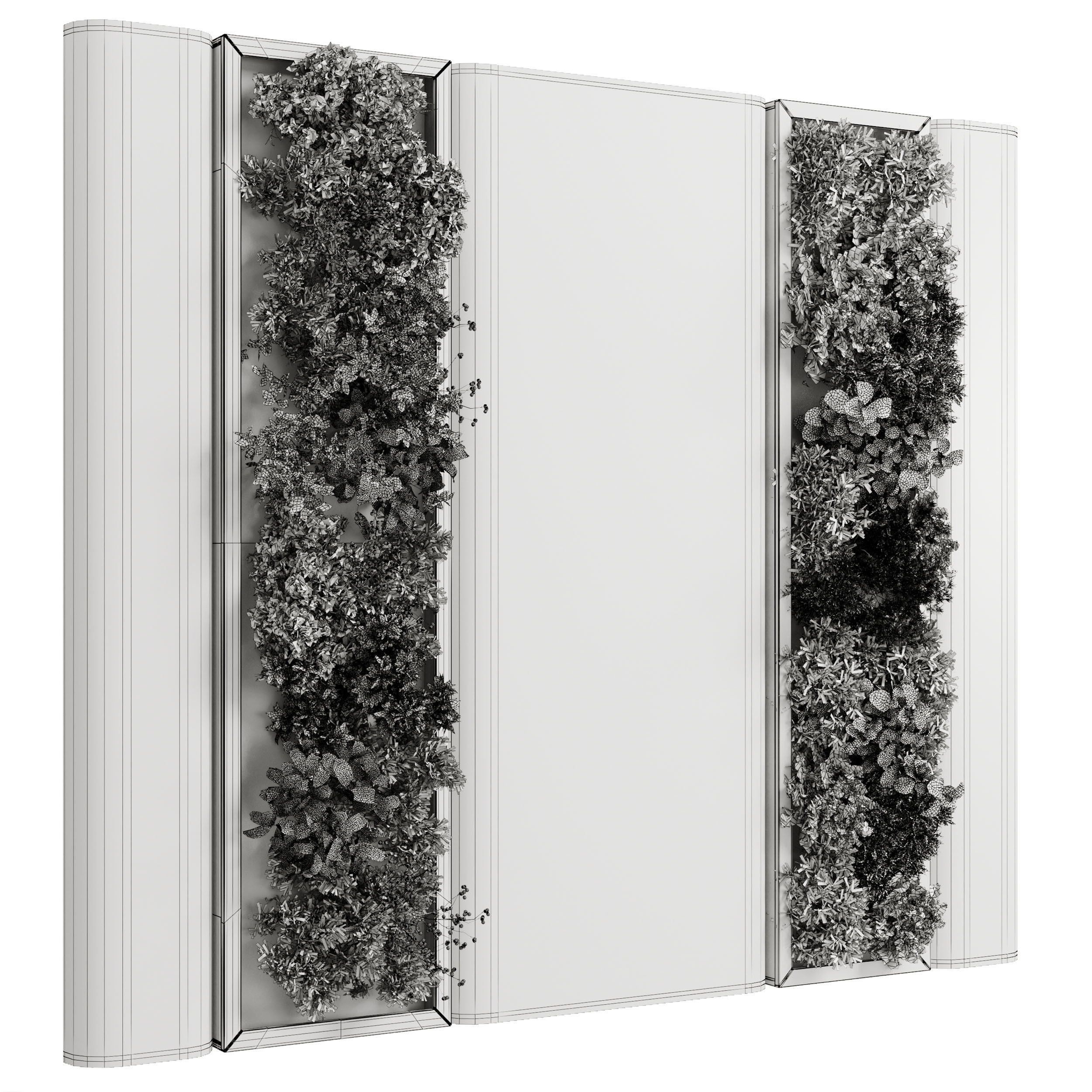 Vertical Wall Brick Garden With Wooden frame - set 78 3D model_5