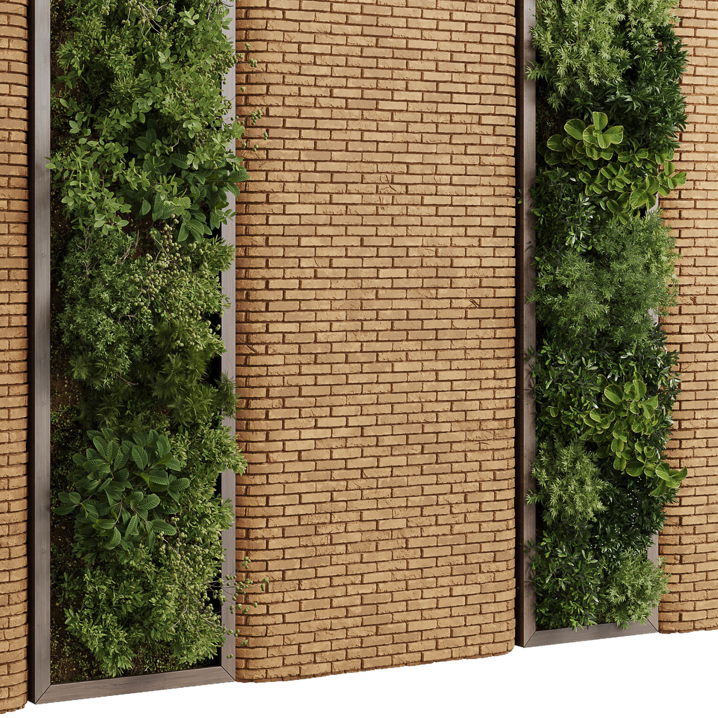 Vertical Wall Brick Garden With Wooden frame - set 78 3D model_4
