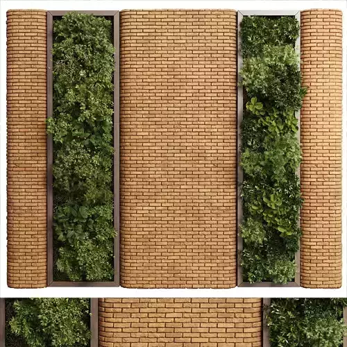 Vertical Wall Brick Garden With Wooden frame - set 78