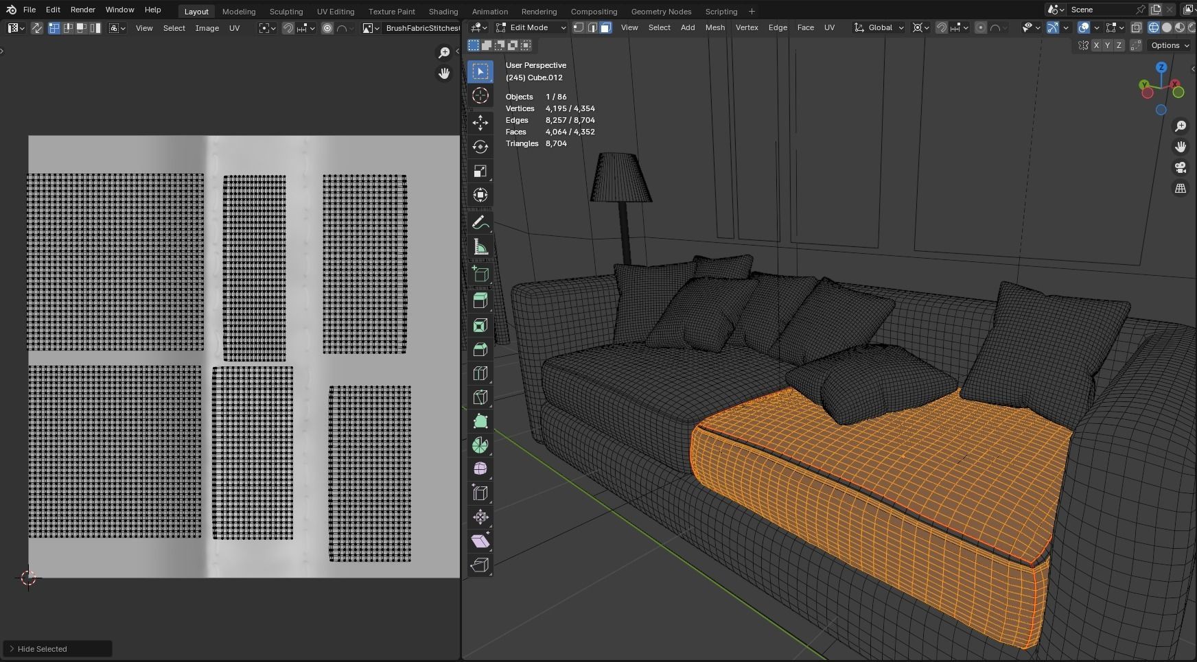 Interior modern cozy living room with furniture Low-poly 3D model_17