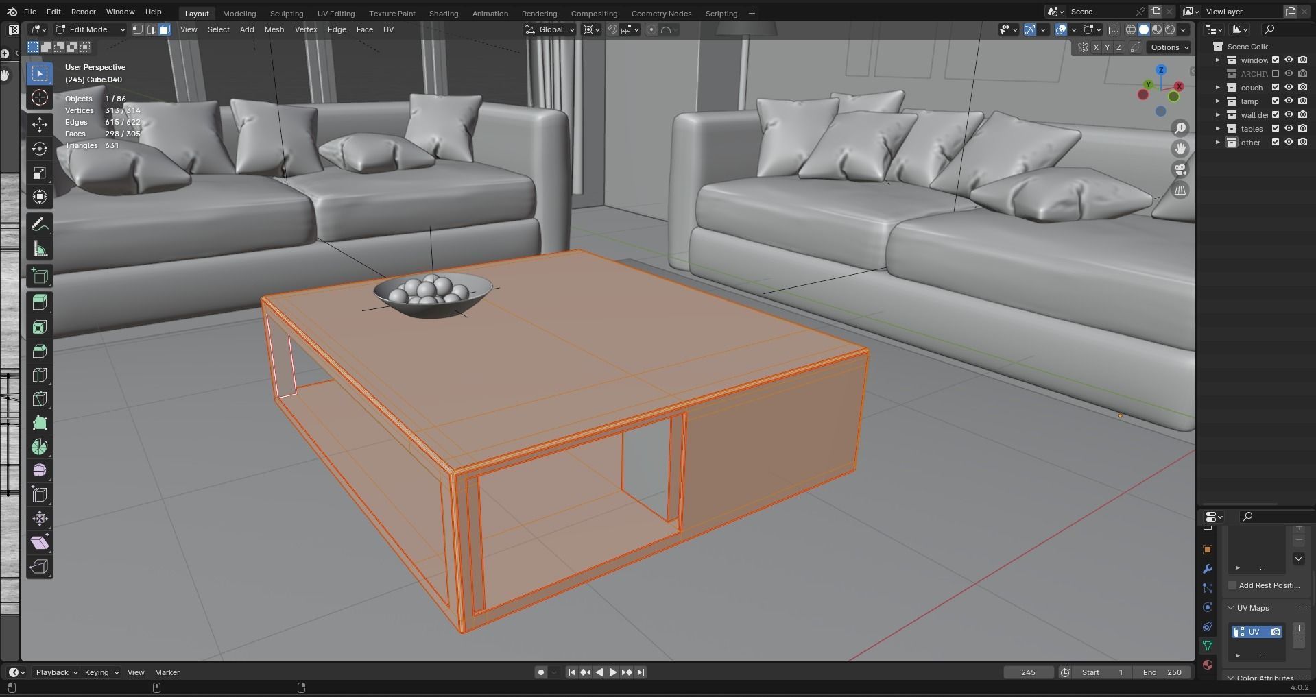 Interior modern cozy living room with furniture Low-poly 3D model_22
