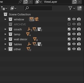 Interior modern cozy living room with furniture Low-poly 3D model_25