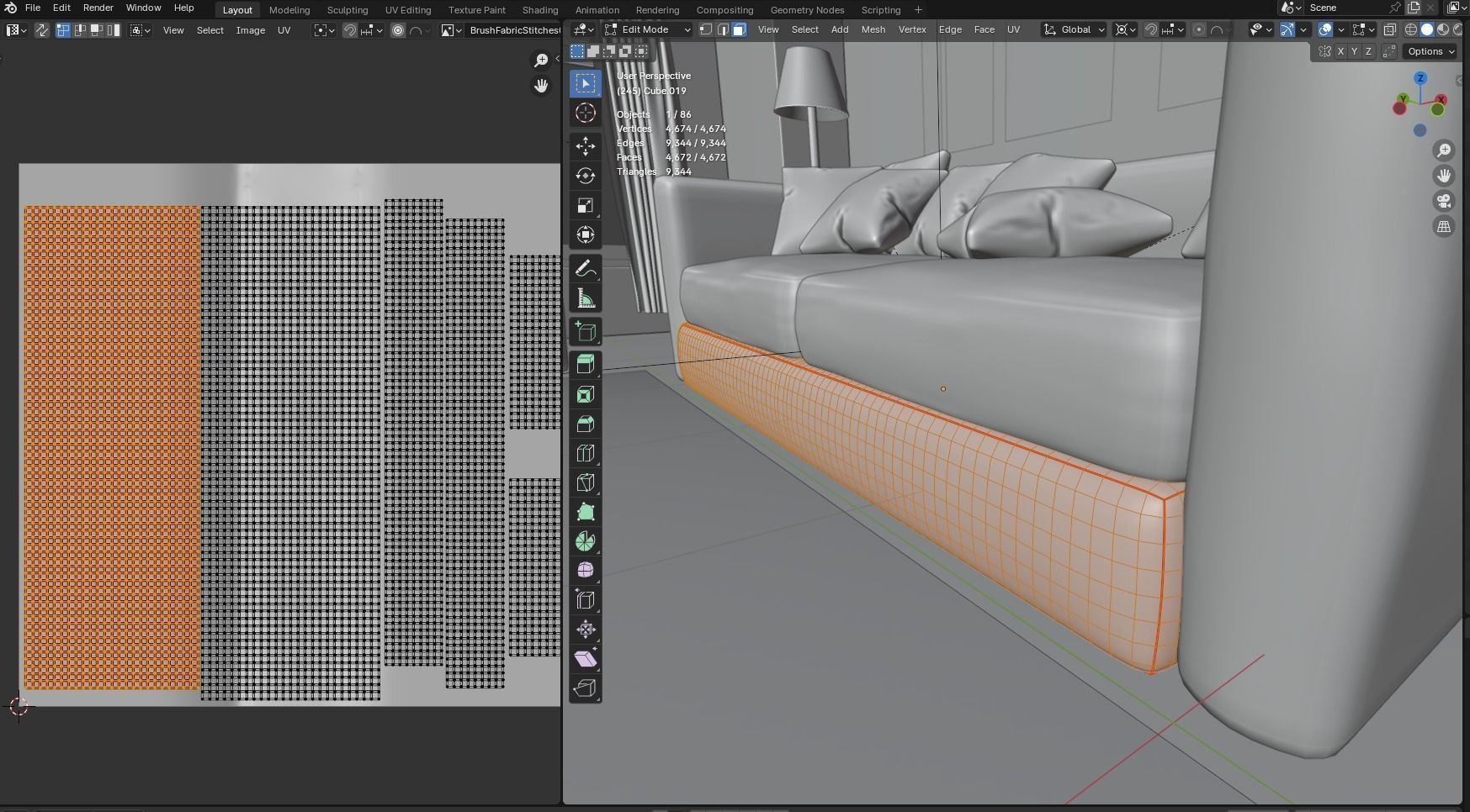 Interior modern cozy living room with furniture Low-poly 3D model_23