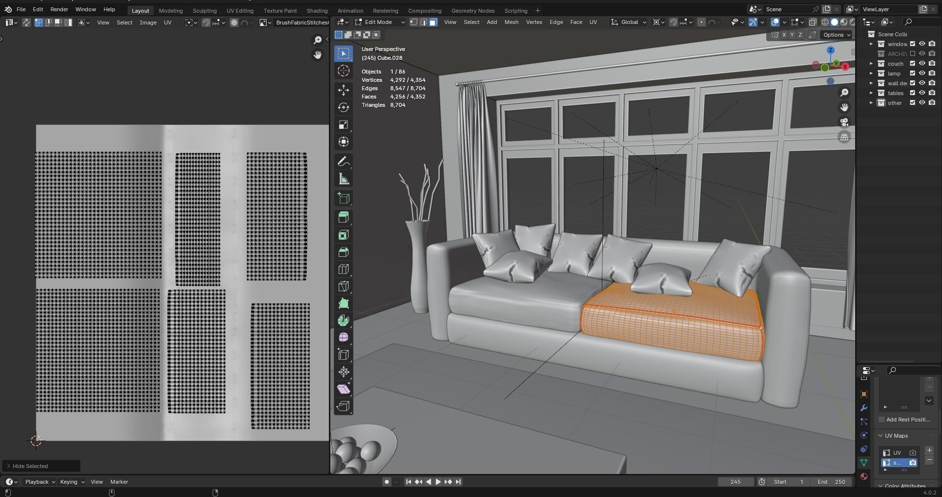 Interior modern cozy living room with furniture Low-poly 3D model_19