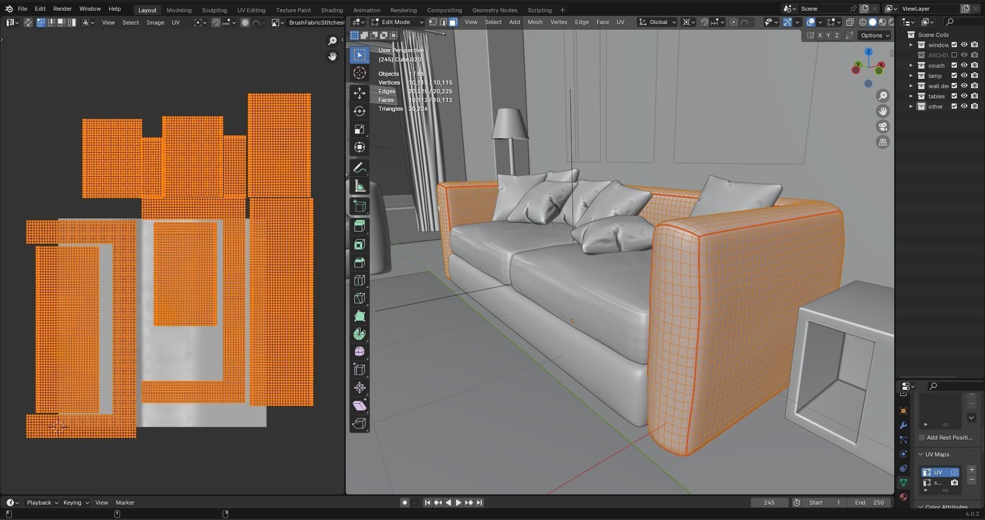 Interior modern cozy living room with furniture Low-poly 3D model_21