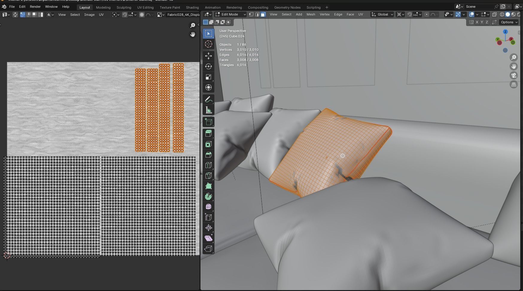 Interior modern cozy living room with furniture Low-poly 3D model_24