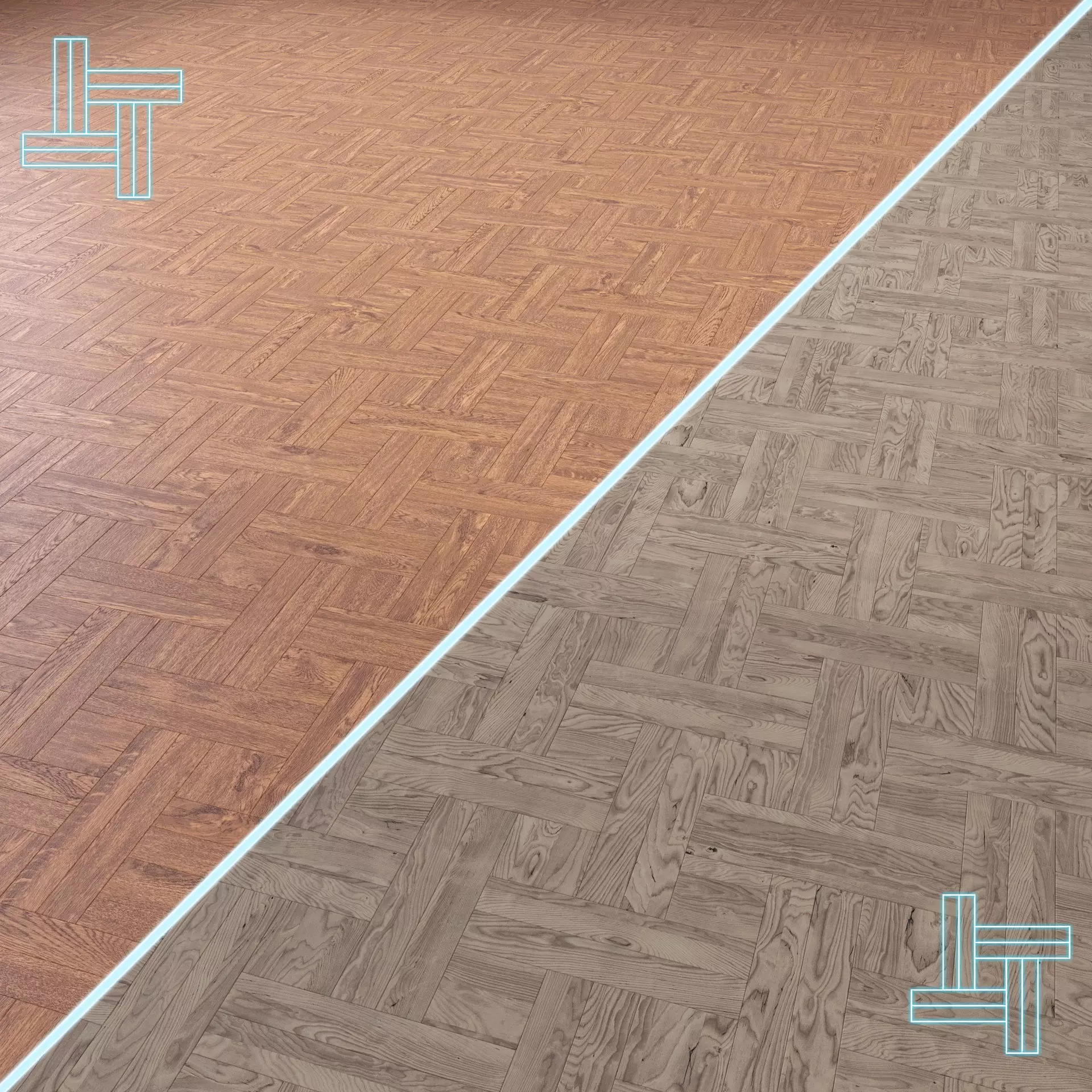 Parquet - Laminate - Wooden floor 2 in 1 Low-poly 3D model_0