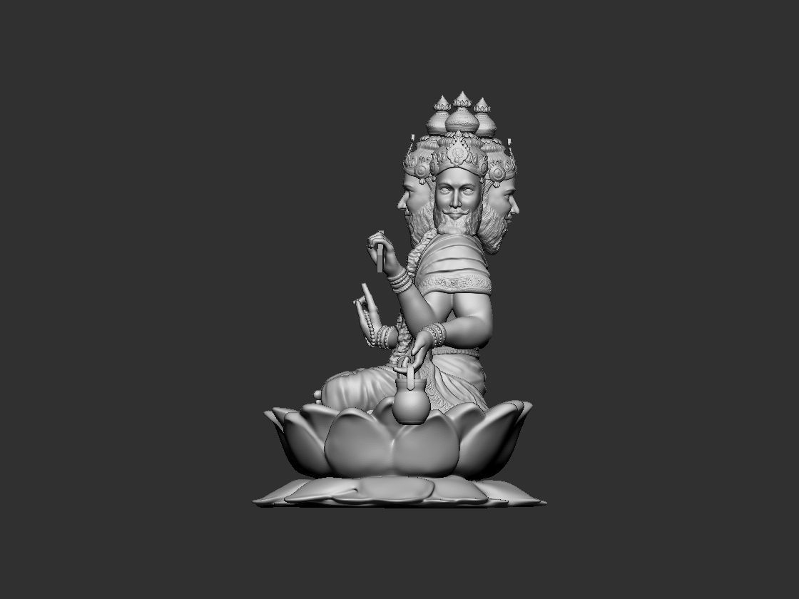 Brahma ji Hindu God Idol 3D print model_3