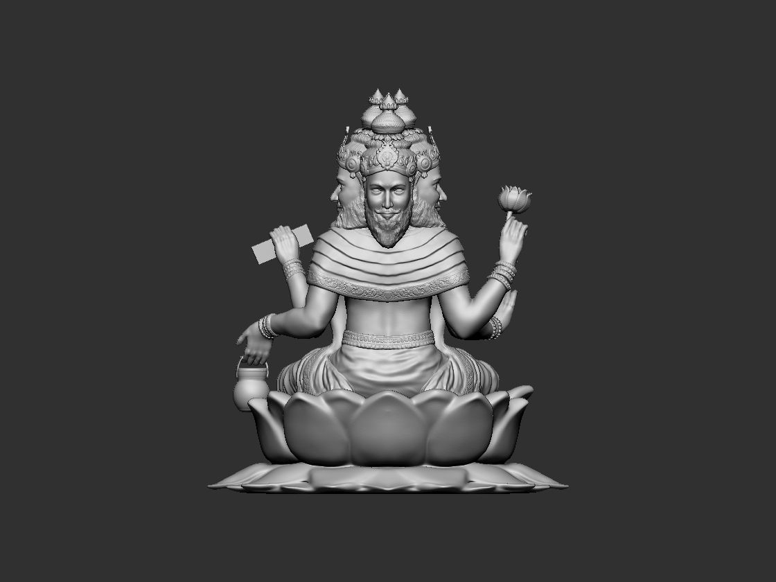Brahma ji Hindu God Idol 3D print model_1