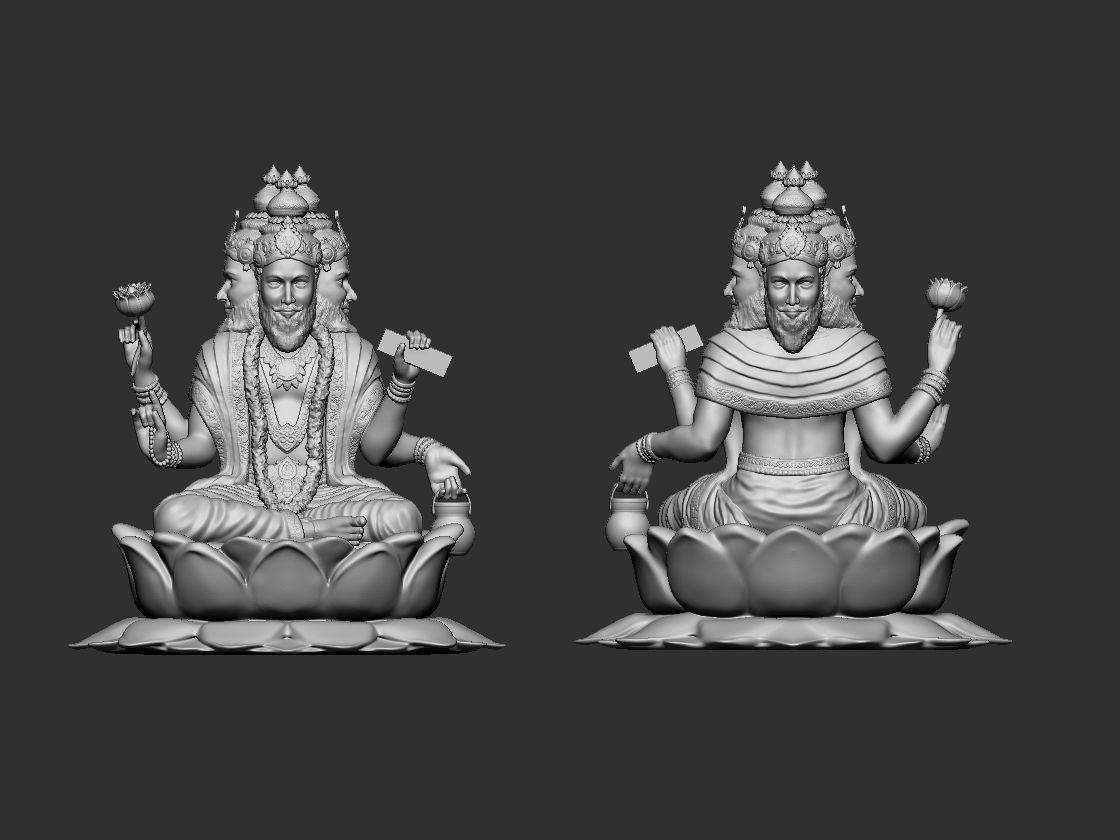 Brahma ji Hindu God Idol 3D print model_4