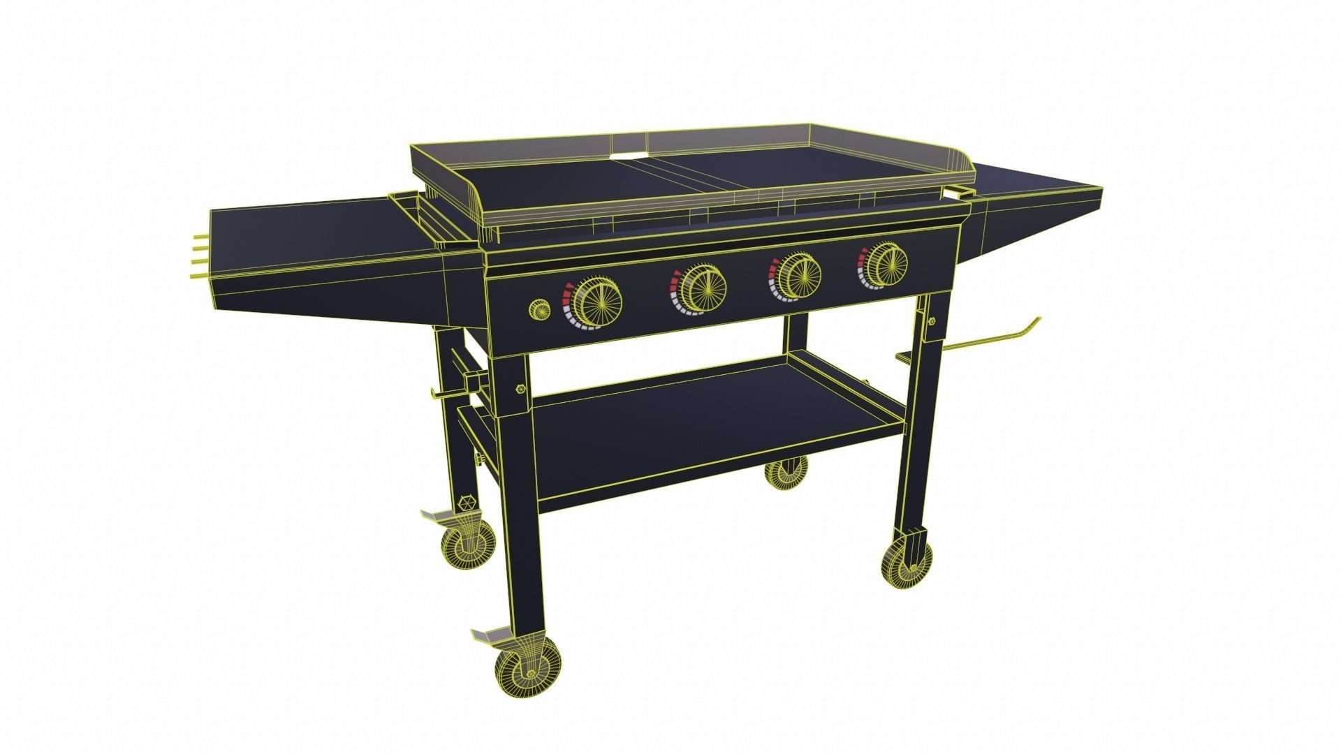 Gas Grill Griddle Station Low-poly 3D model_9