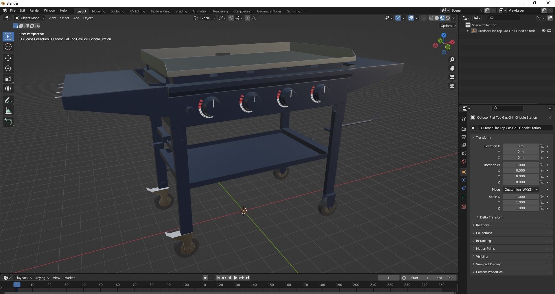 Gas Grill Griddle Station Low-poly 3D model_28