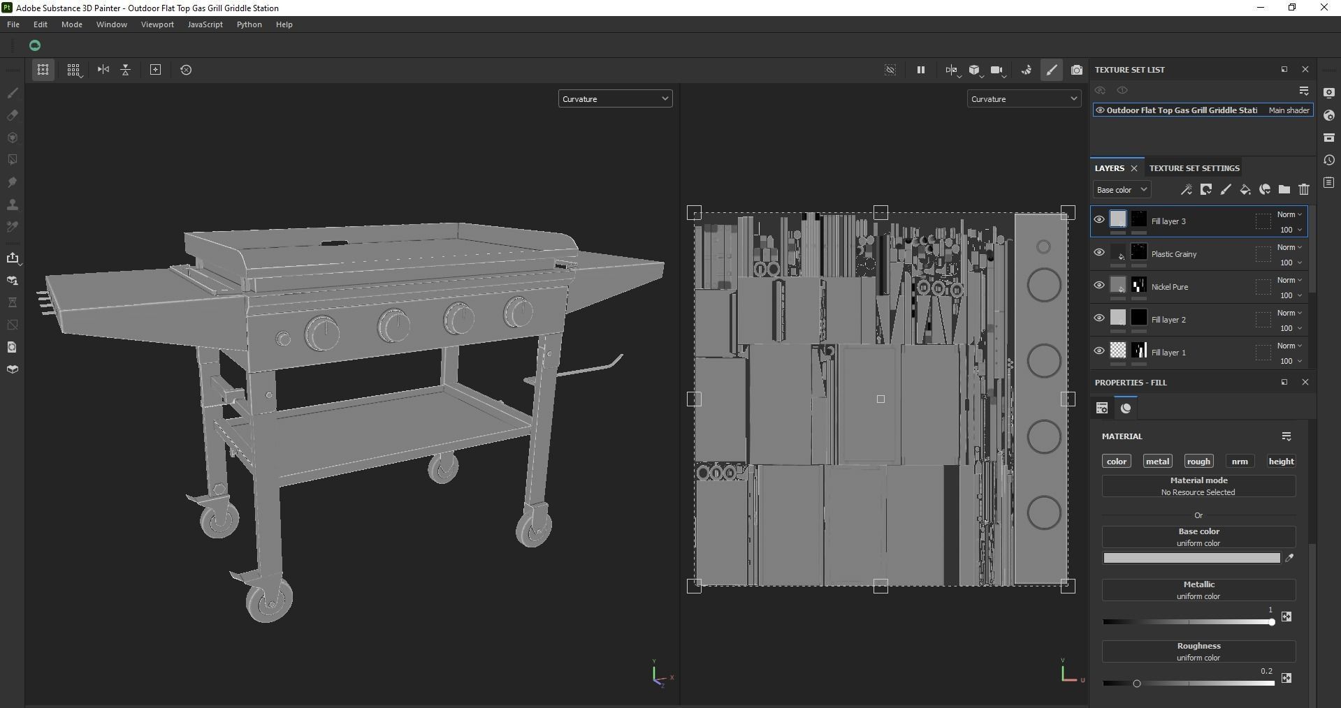 Gas Grill Griddle Station Low-poly 3D model_24