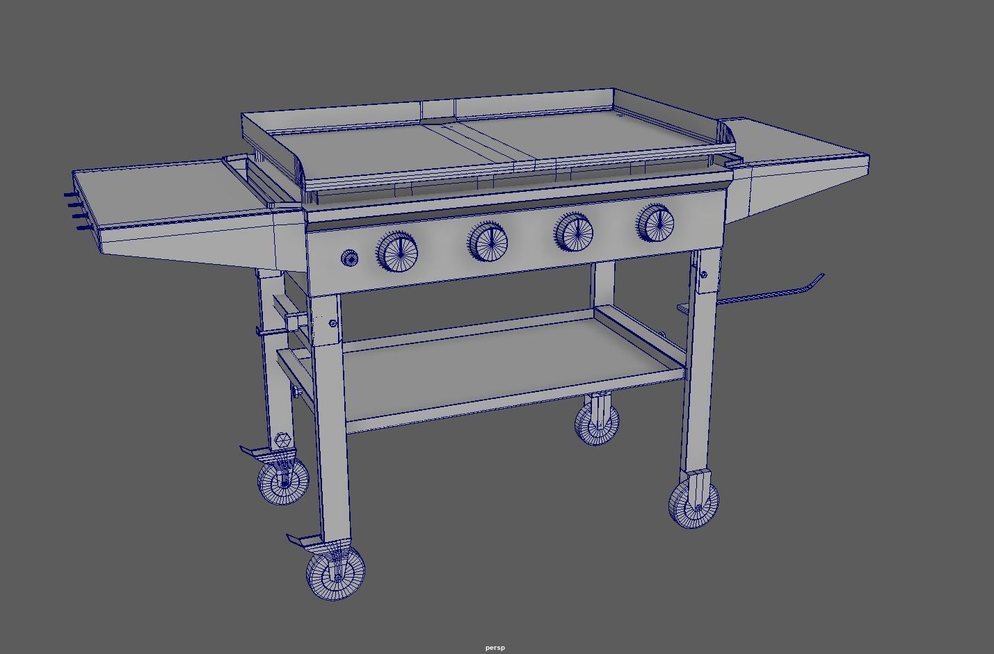 Gas Grill Griddle Station Low-poly 3D model_12