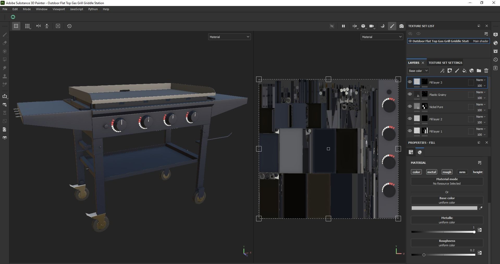 Gas Grill Griddle Station Low-poly 3D model_19