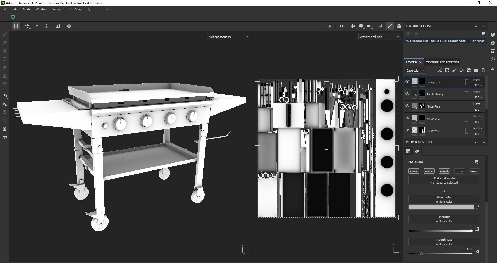 Gas Grill Griddle Station Low-poly 3D model_23