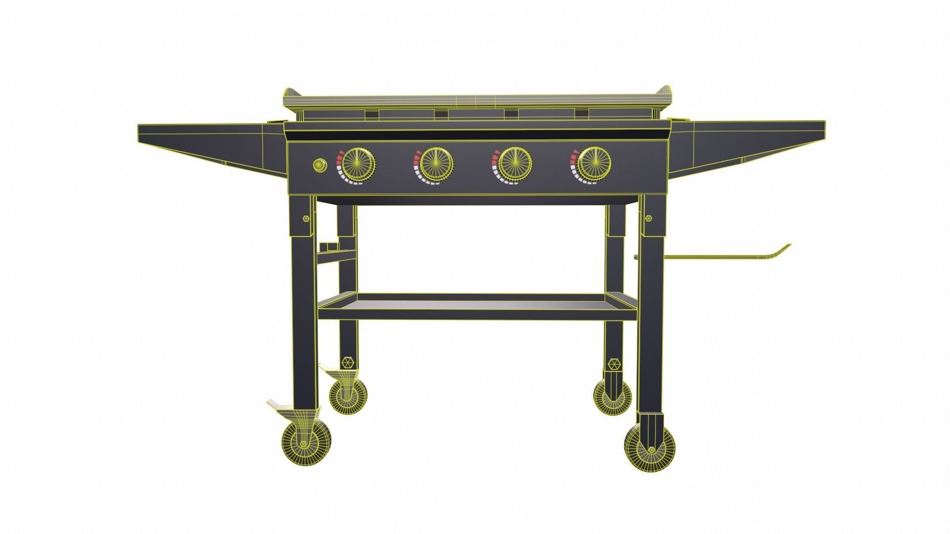Gas Grill Griddle Station Low-poly 3D model_11
