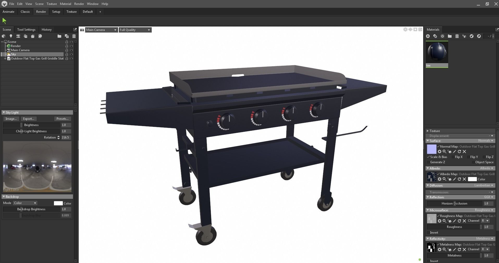 Gas Grill Griddle Station Low-poly 3D model_27