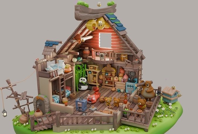 bear house  Low-poly 3D model