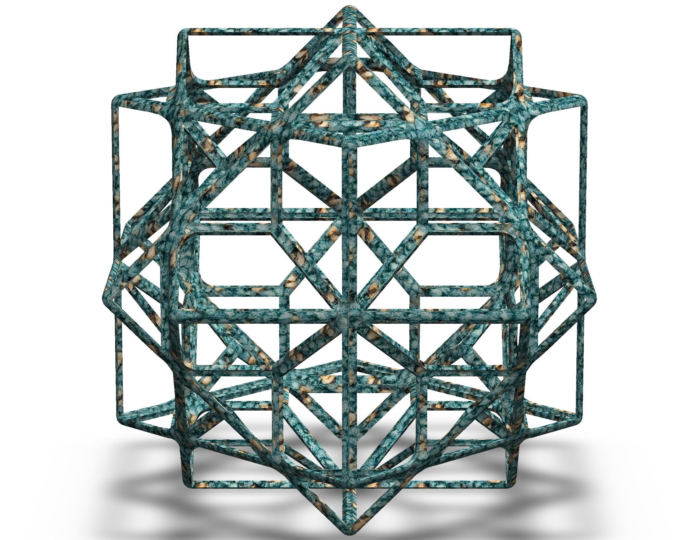 Wireframe Shape Compound of Three Cubes 3D print model_29