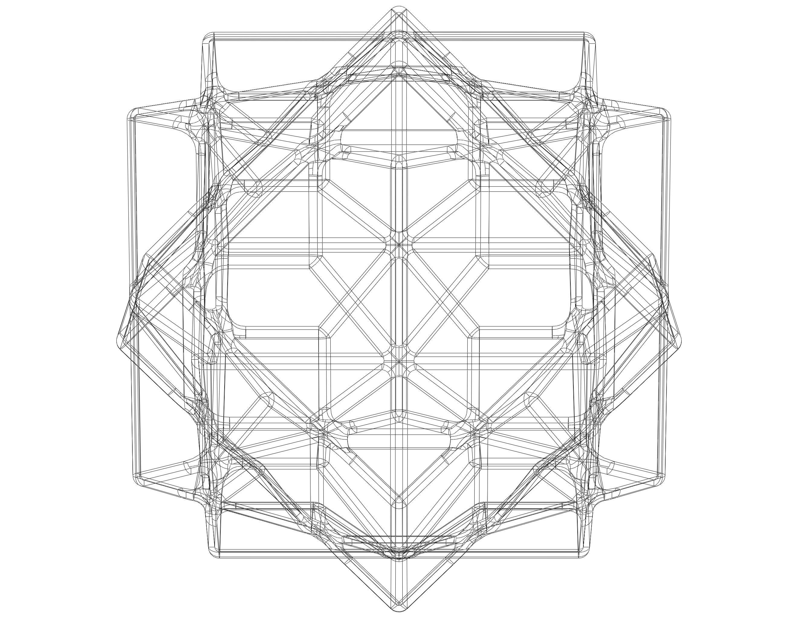 Wireframe Shape Compound of Three Cubes 3D print model_28