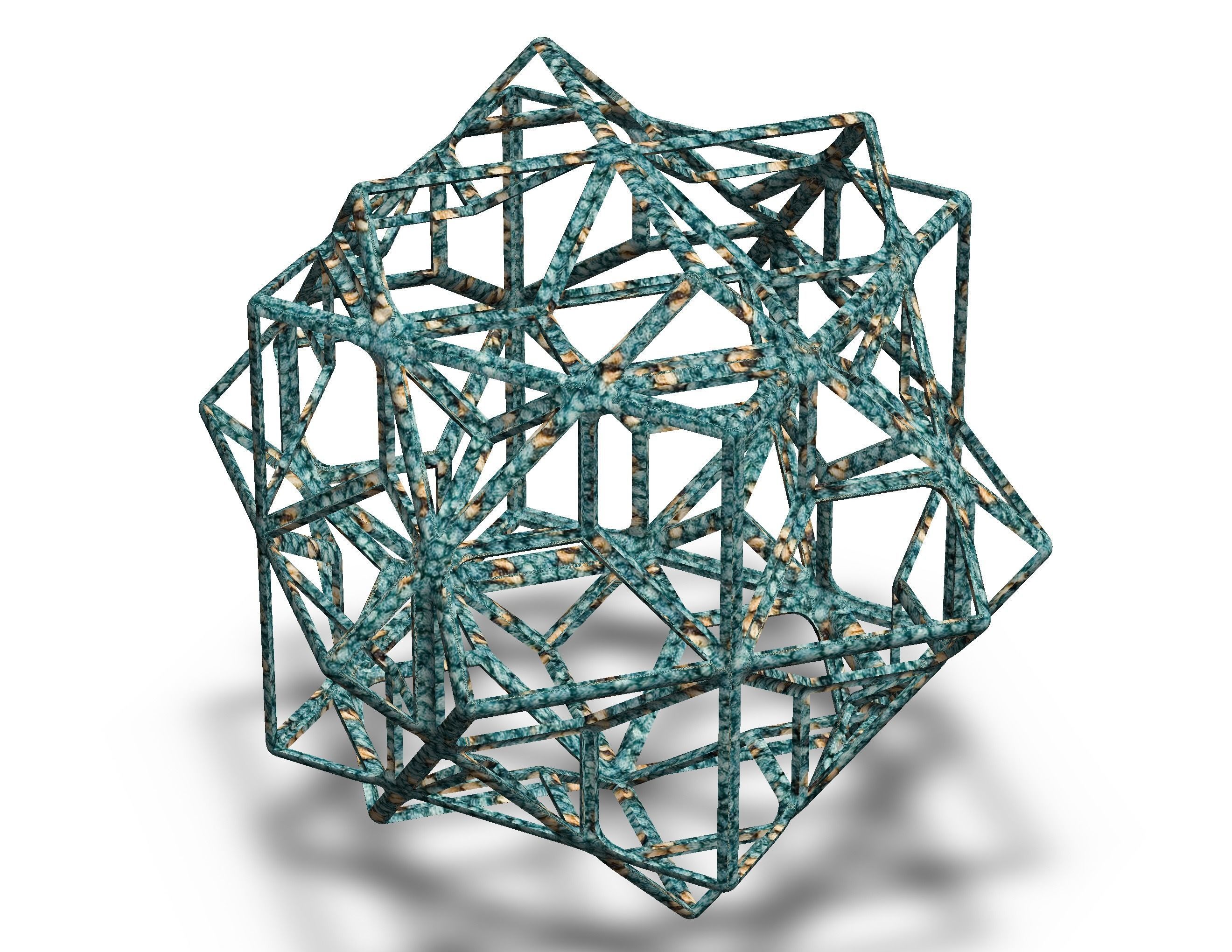 Wireframe Shape Compound of Three Cubes 3D print model_13