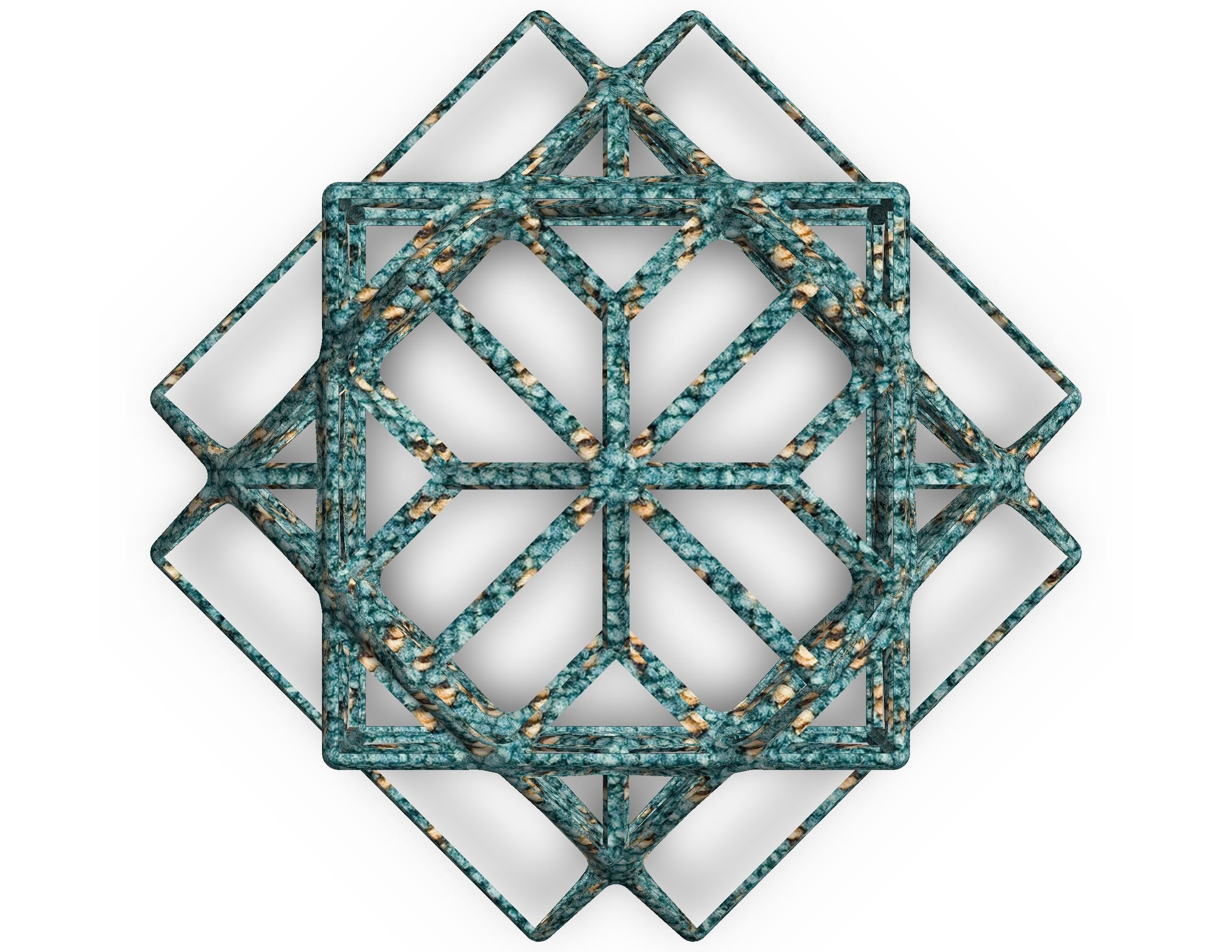 Wireframe Shape Compound of Three Cubes 3D print model_17