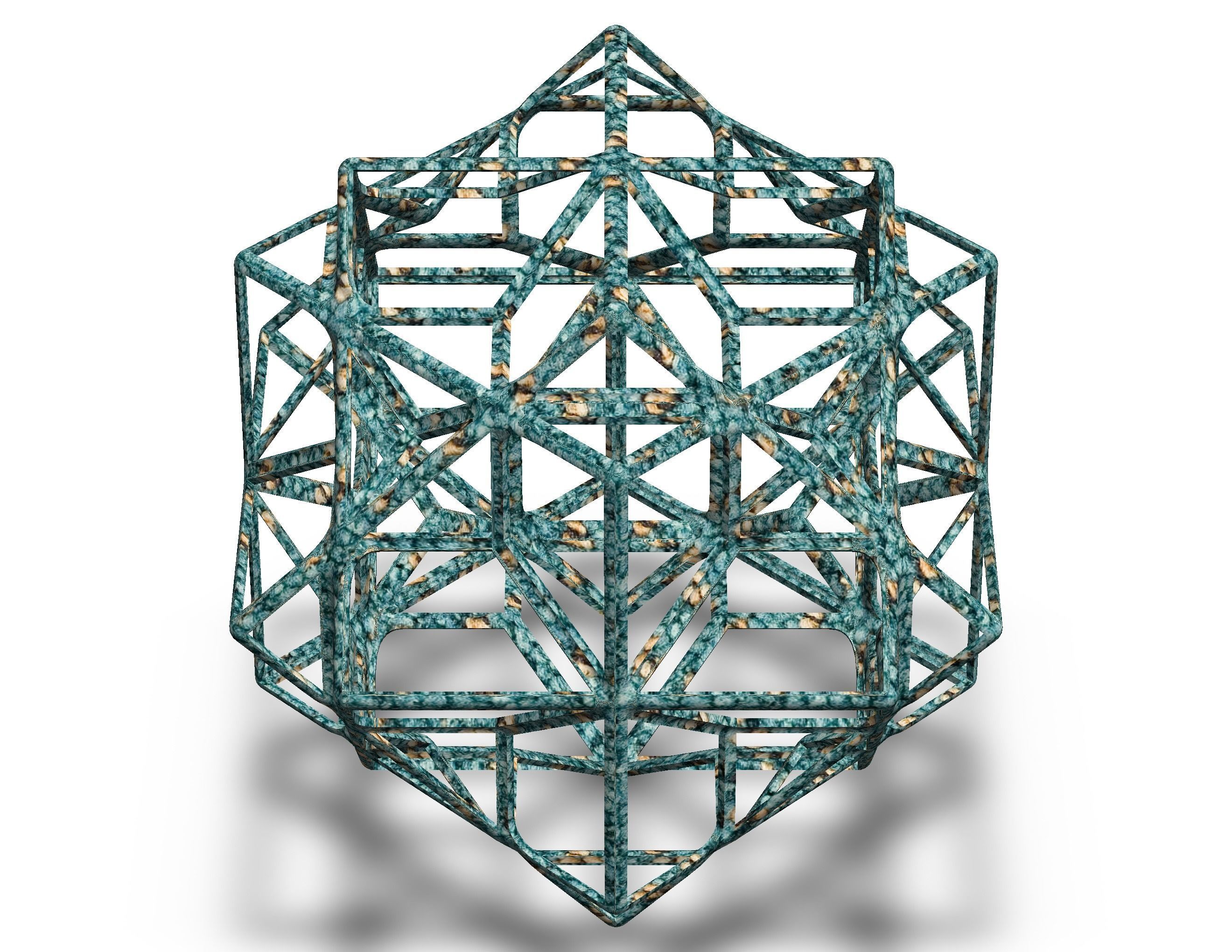 Wireframe Shape Compound of Three Cubes 3D print model_9
