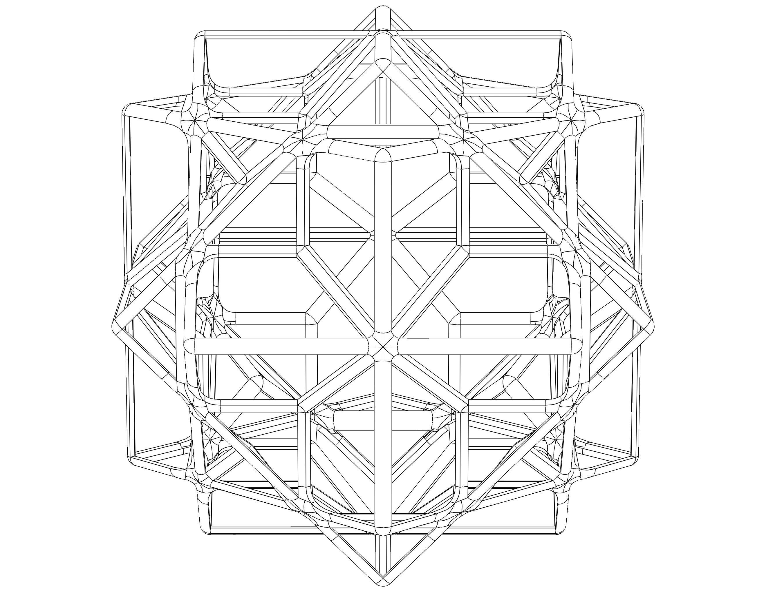 Wireframe Shape Compound of Three Cubes 3D print model_26