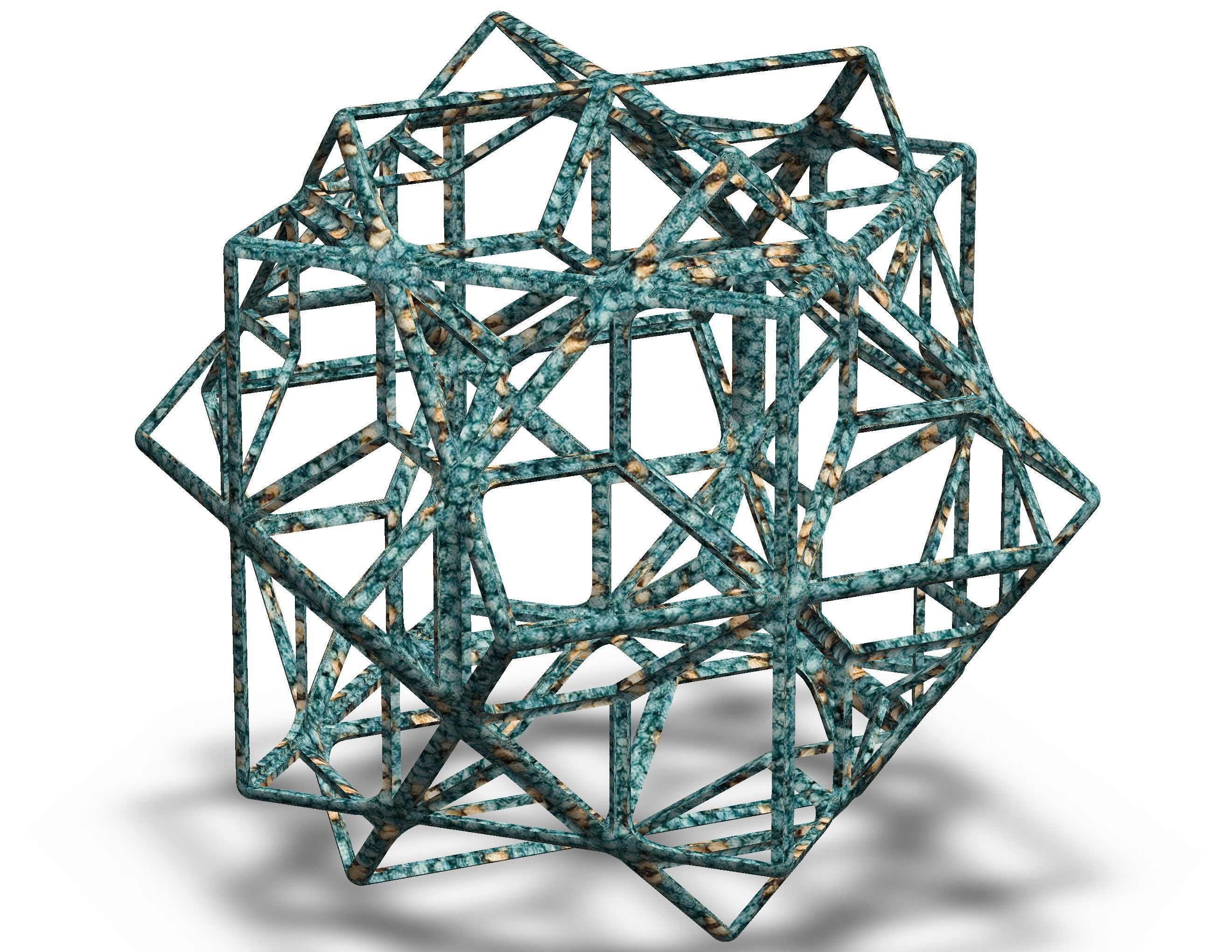 Wireframe Shape Compound of Three Cubes 3D print model_5