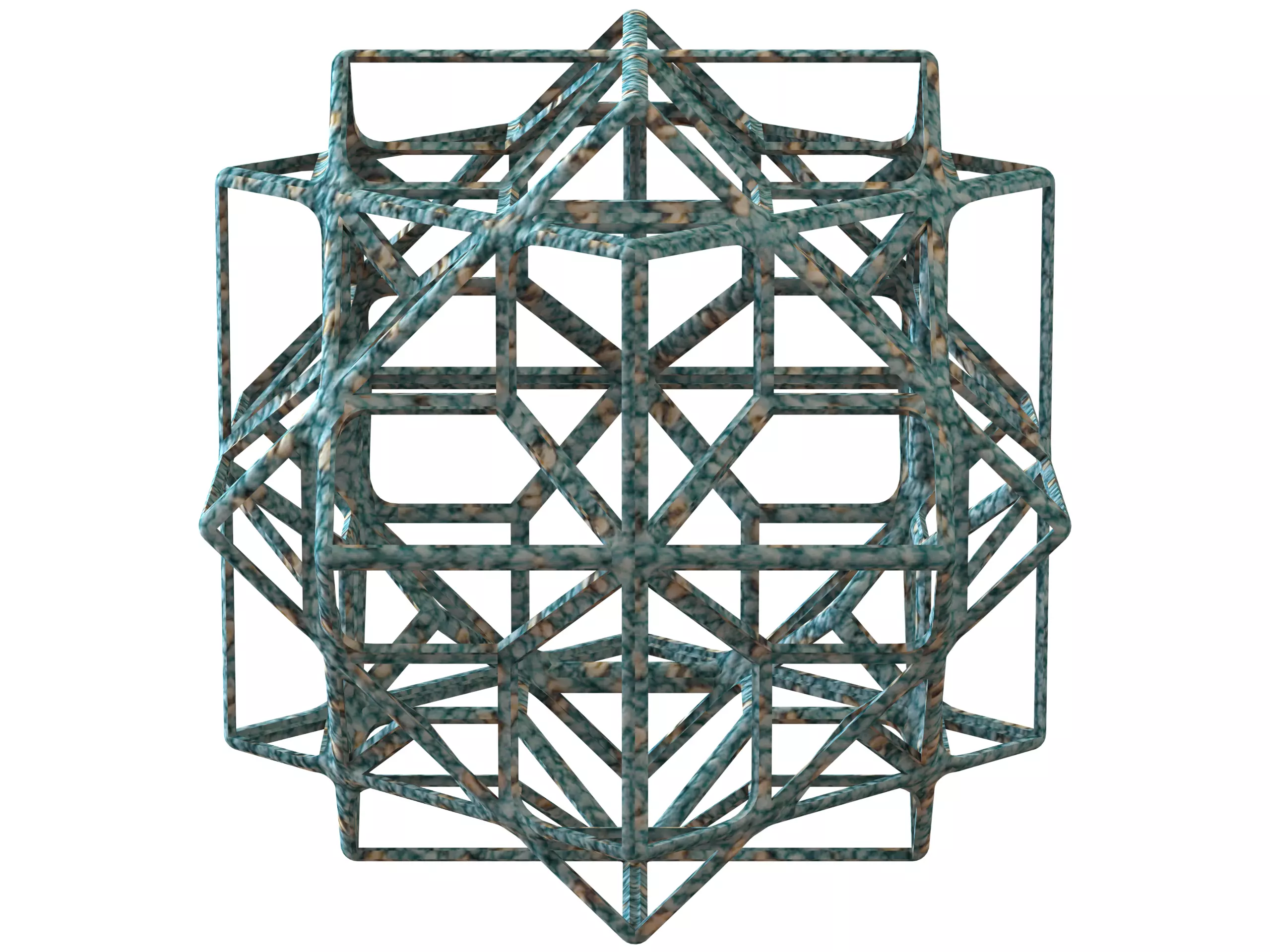 Wireframe Shape Compound of Three Cubes 3D print model_0