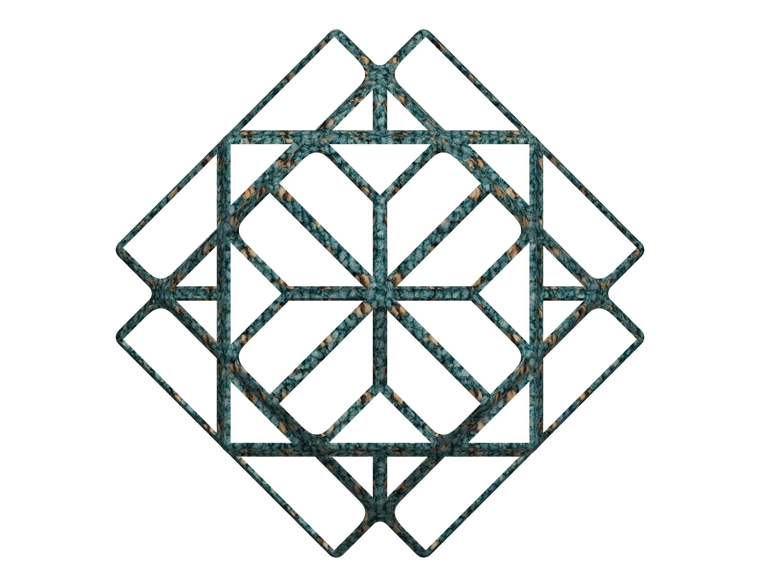 Wireframe Shape Compound of Three Cubes 3D print model_41