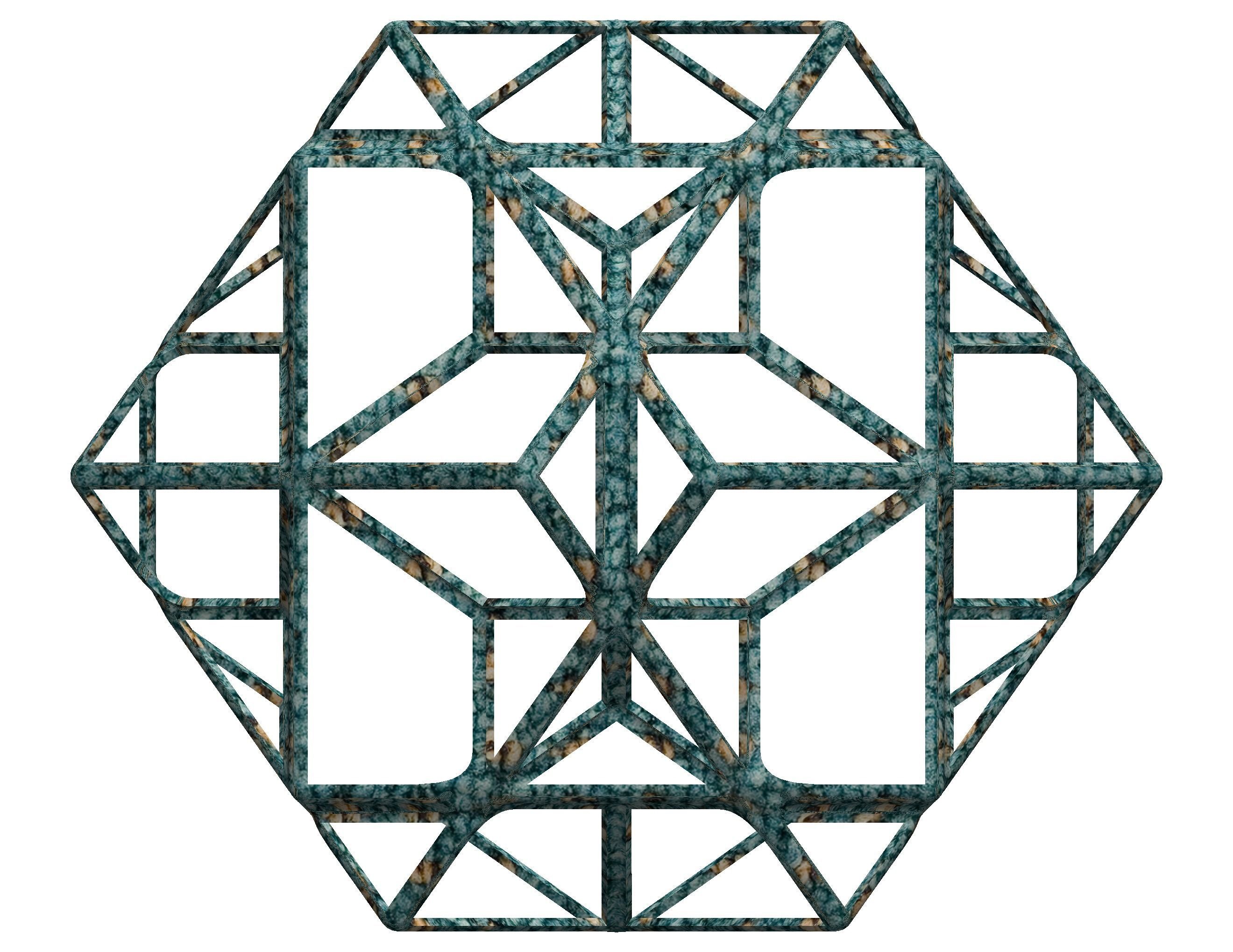 Wireframe Shape Compound of Three Cubes 3D print model_33