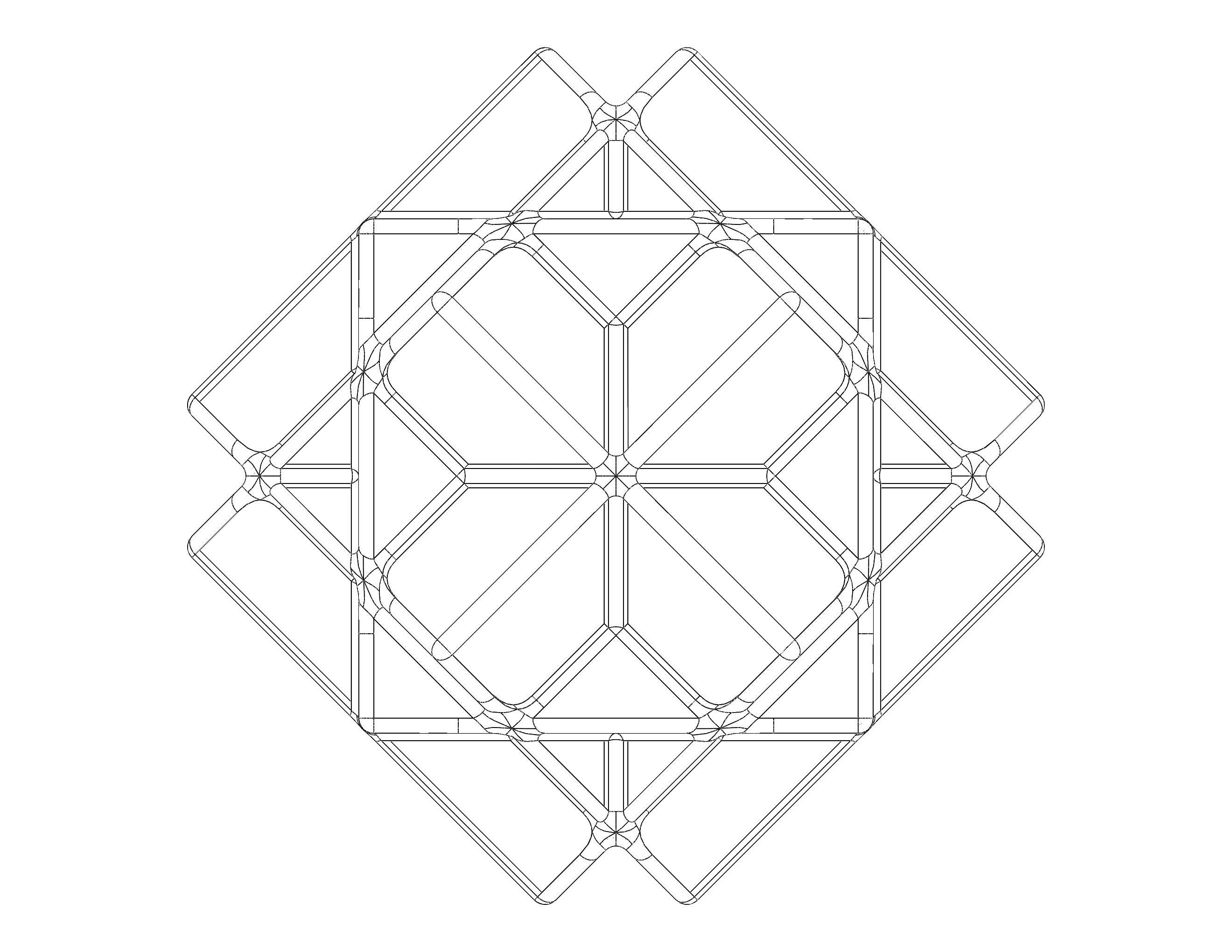 Wireframe Shape Compound of Three Cubes 3D print model_38