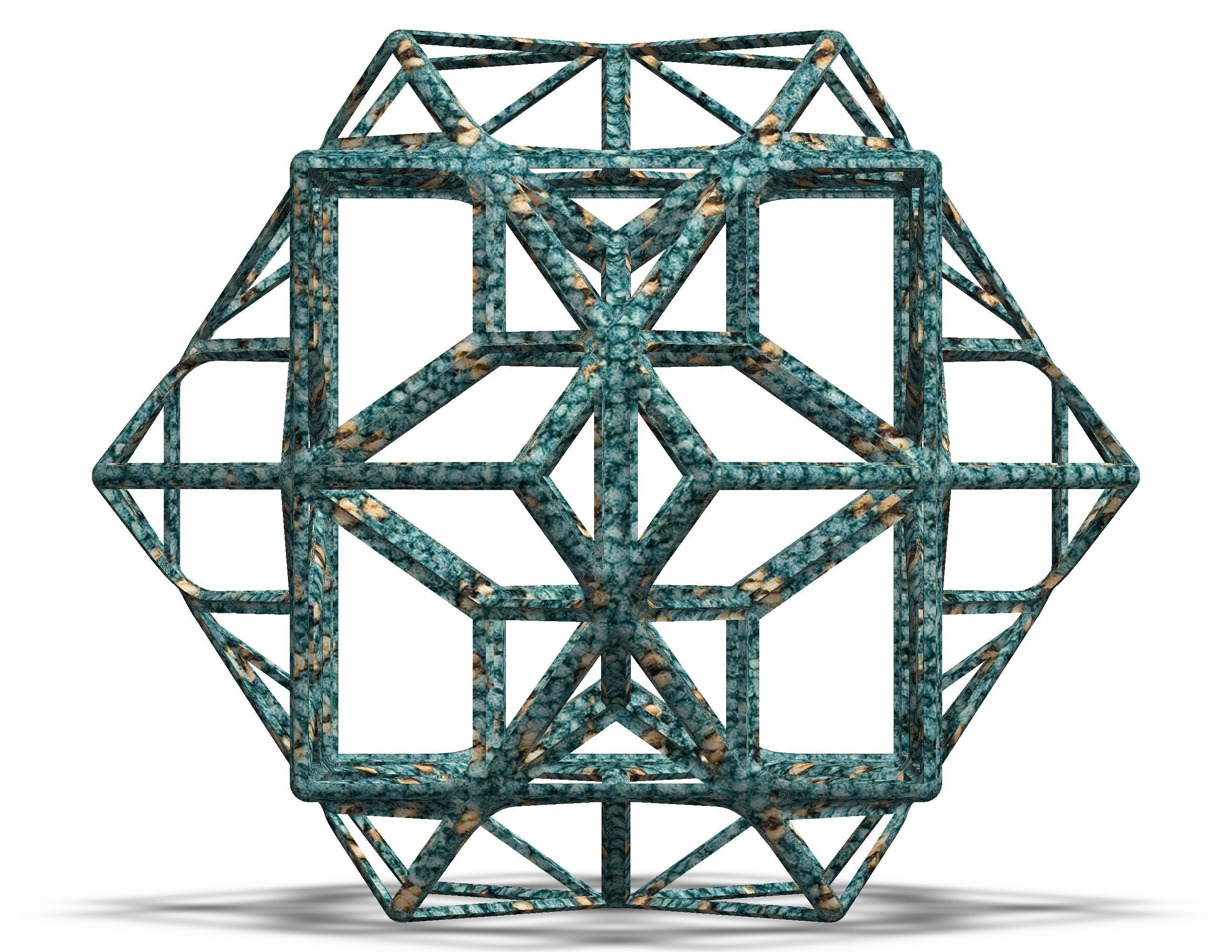 Wireframe Shape Compound of Three Cubes 3D print model_25