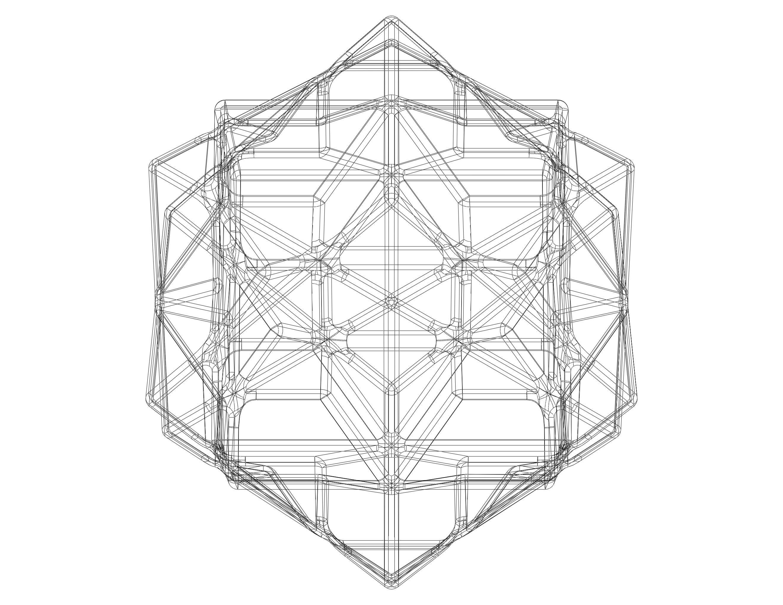 Wireframe Shape Compound of Three Cubes 3D print model_8