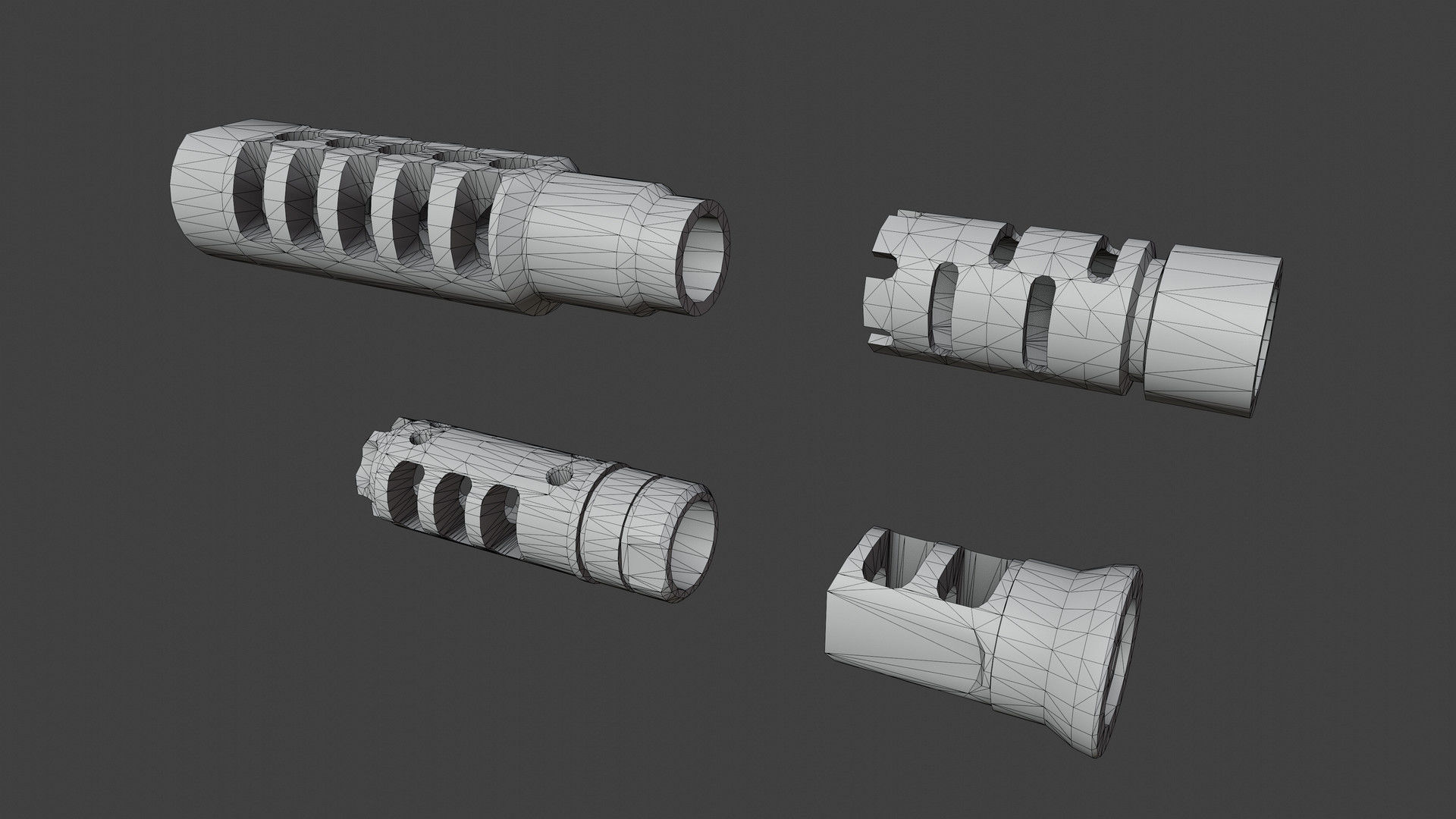 Muzzle Brakes Free low-poly 3D model_4