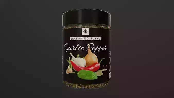 Garlic Pepper  in Plastic Container - 3D Model