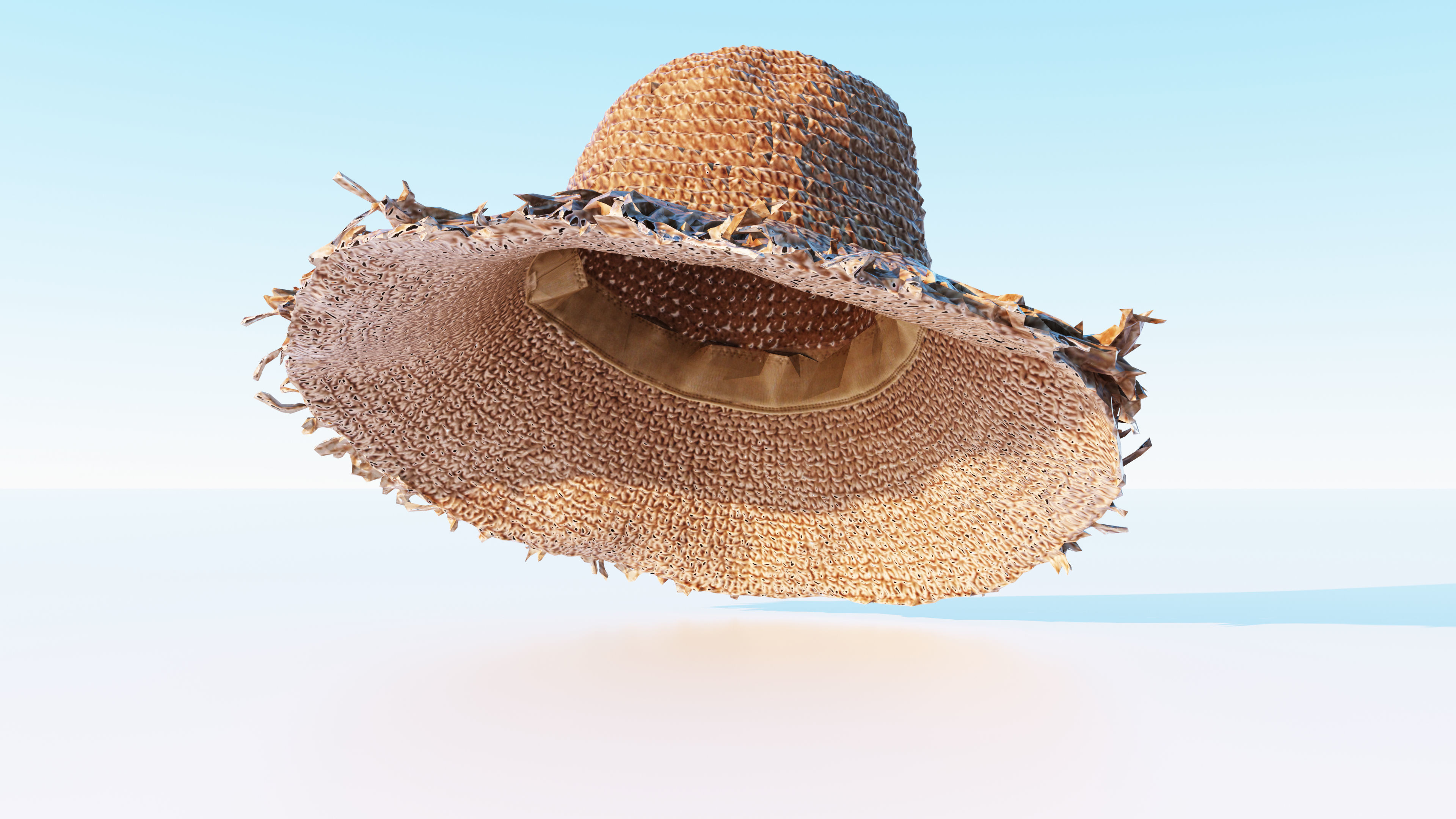 Straw hat Low-poly 3D model_2