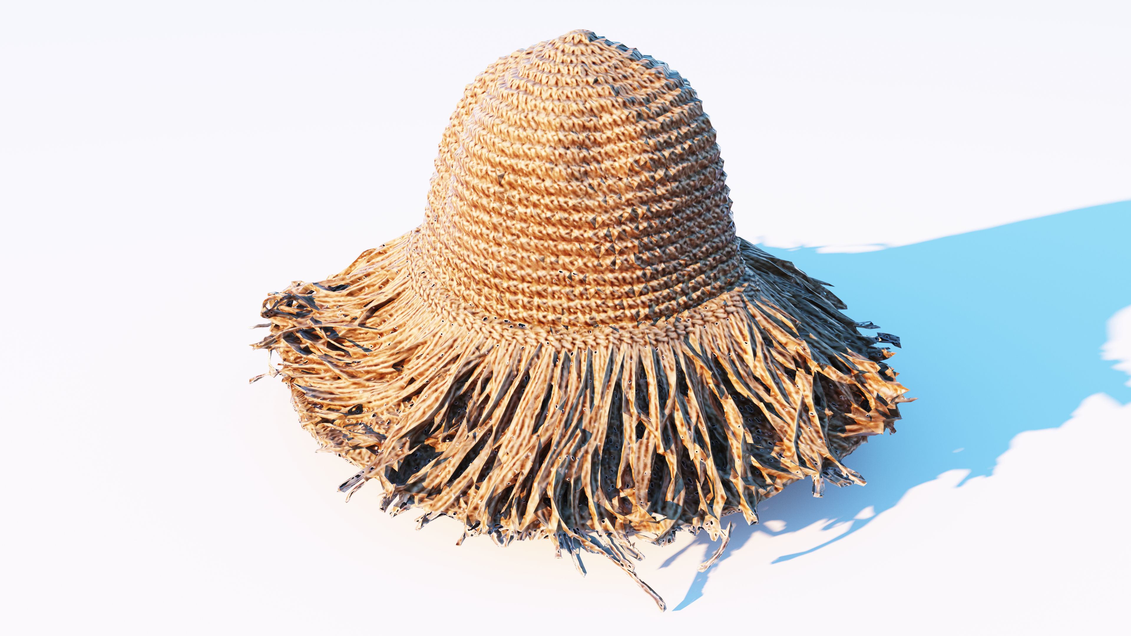 Straw hat Low-poly 3D model_5