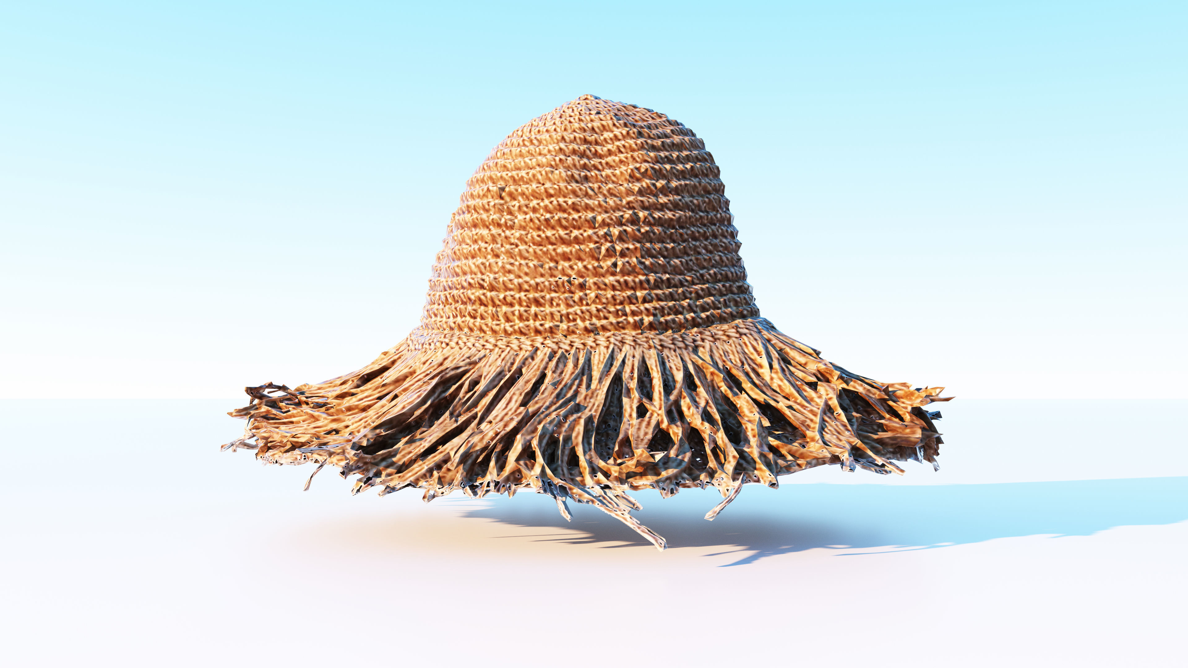 Straw hat Low-poly 3D model_6