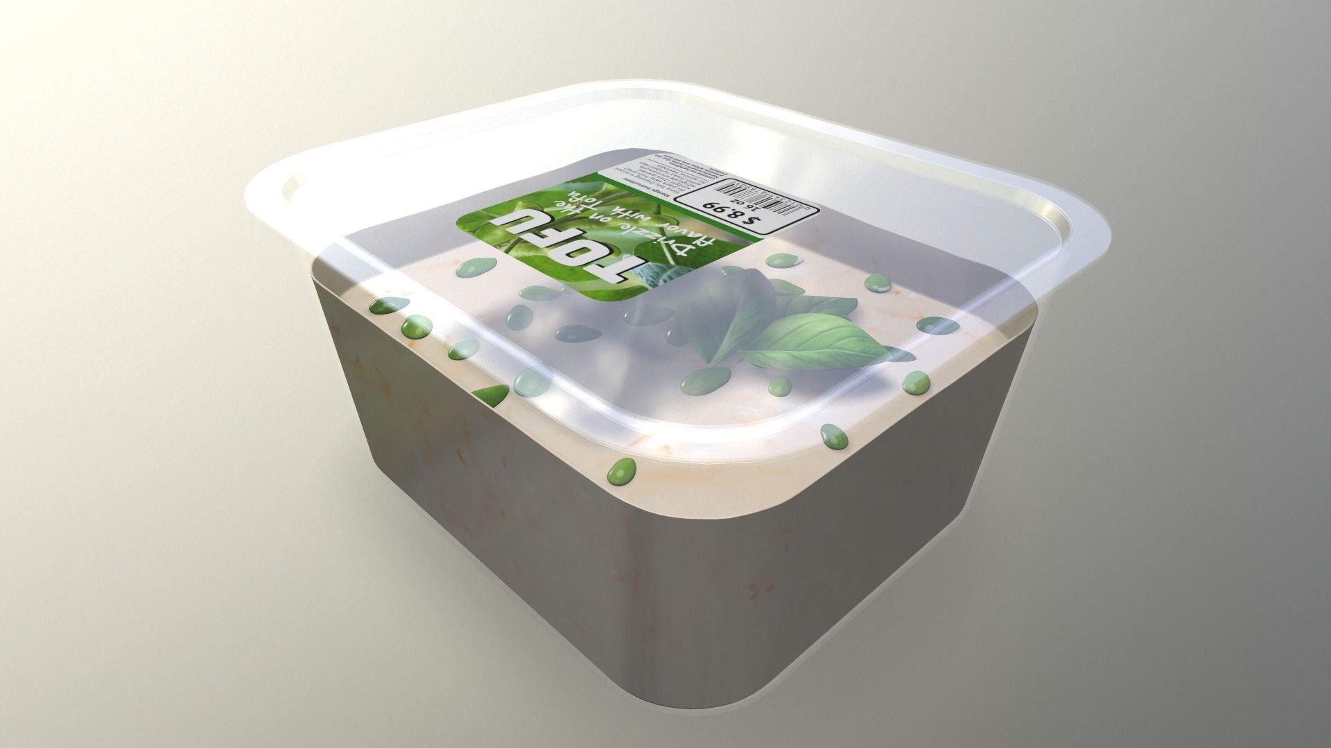 Tofu in Transparent Plastic Container - 3D Model Low-poly 3D model_3